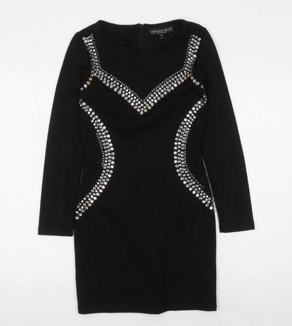 Topshop Women Black Size 8 Petite Bodycon Dress
