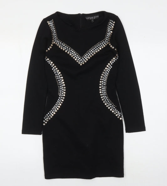 Topshop Women Black Size 8 Petite Bodycon Dress