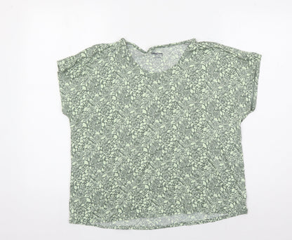 Lands' End Women's Green Floral T-Shirt, Size L, Casual Wear