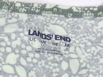 Lands' End Women's Green Floral T-Shirt, Size L, Casual Wear