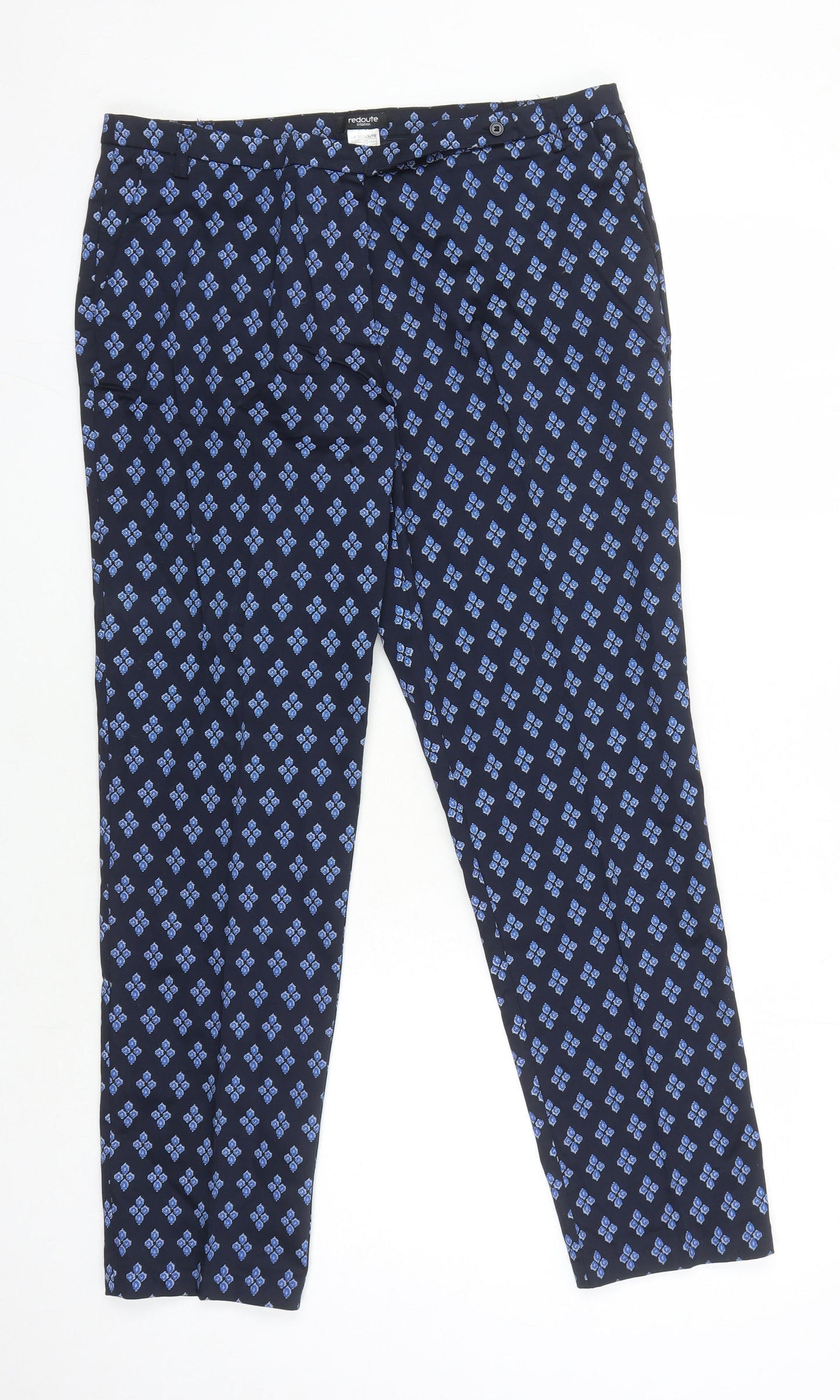 Womens UK Size 14 La Redoute Regular Fit Cropped Blue Trousers
