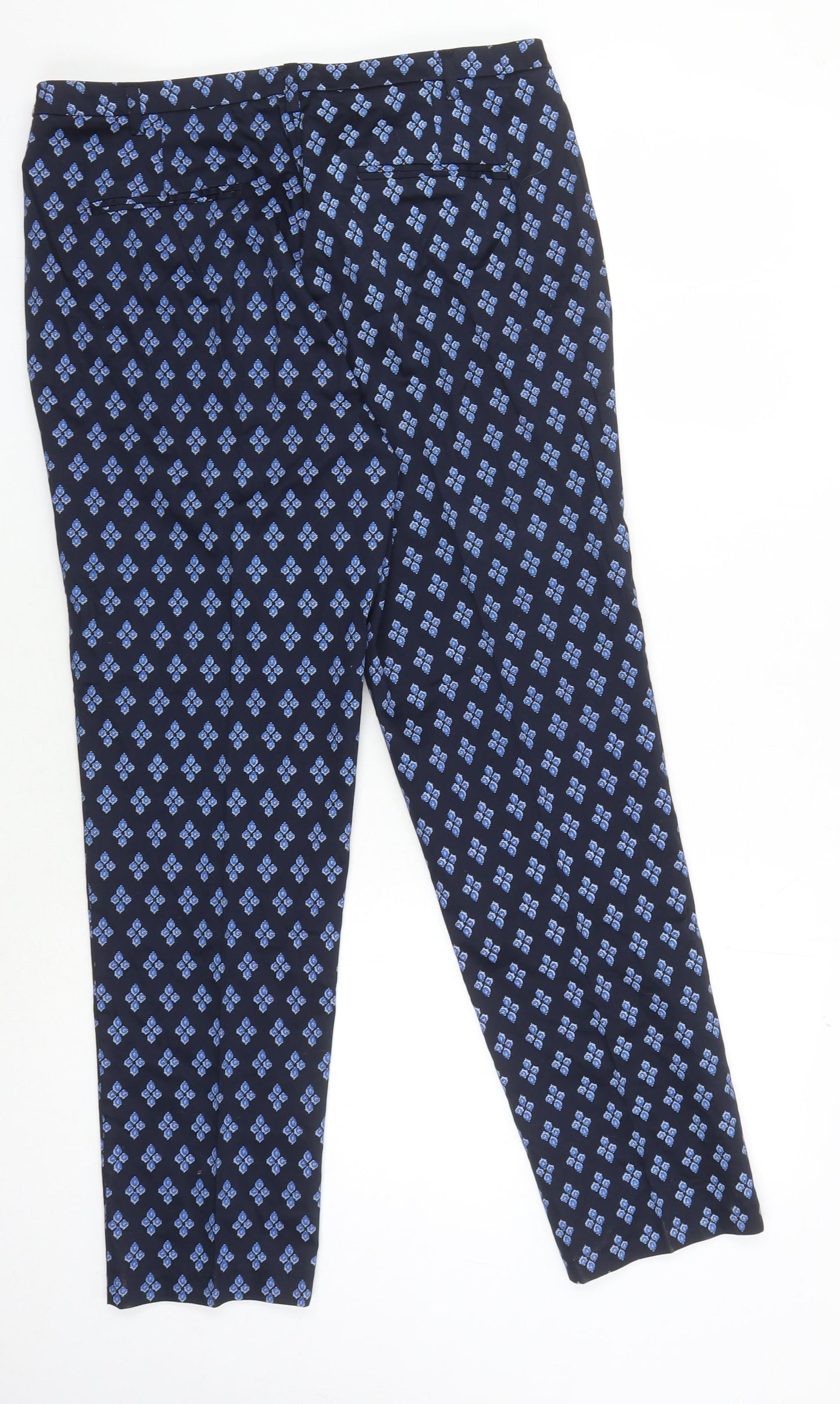 Womens UK Size 14 La Redoute Regular Fit Cropped Blue Trousers