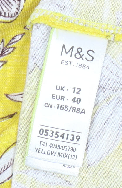Marks and Spencer Women's Yellow Floral Tunic Size 12