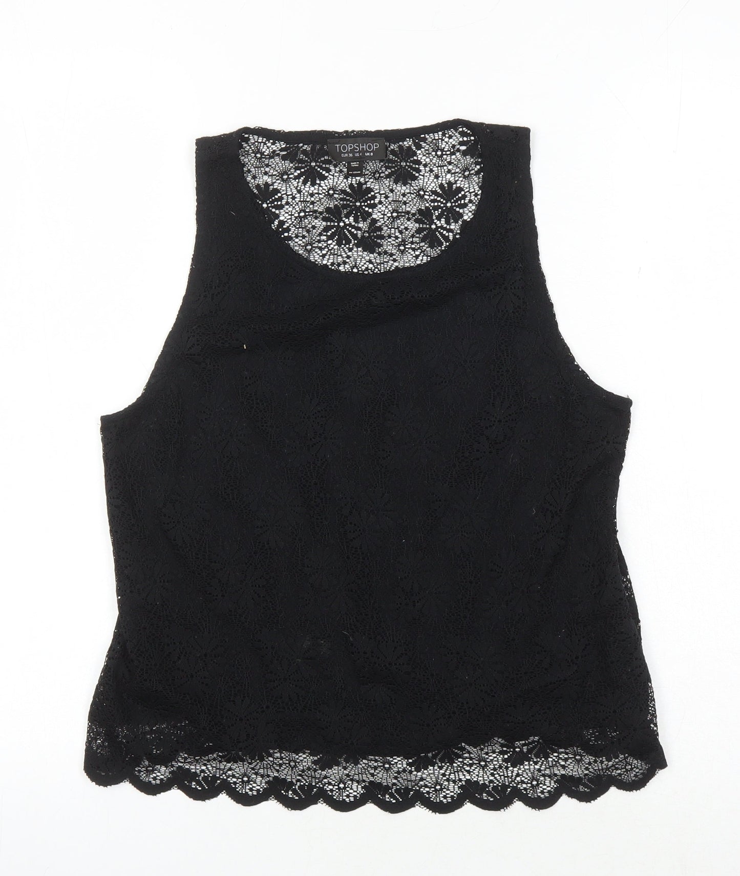 Womens UK Size 8 Topshop Black Basic Tank