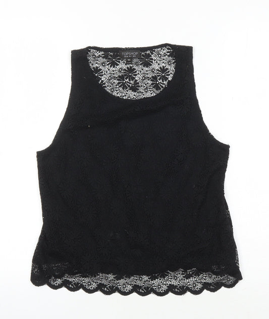 Womens UK Size 8 Topshop Black Basic Tank
