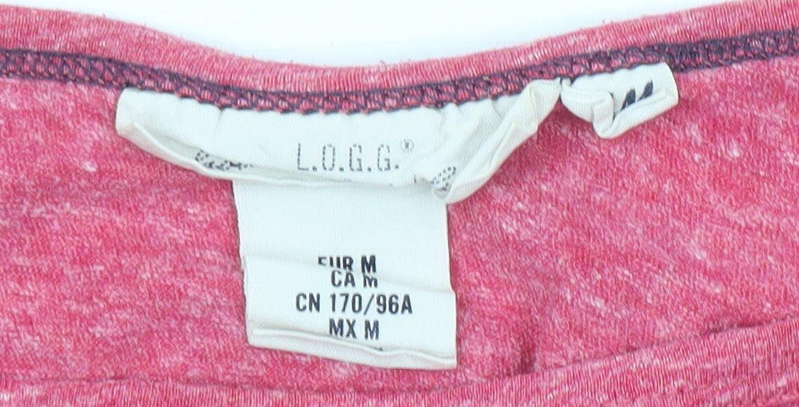 L.O.G.G. Pink Crew Neck T-Shirt M Unisex Casual Sports