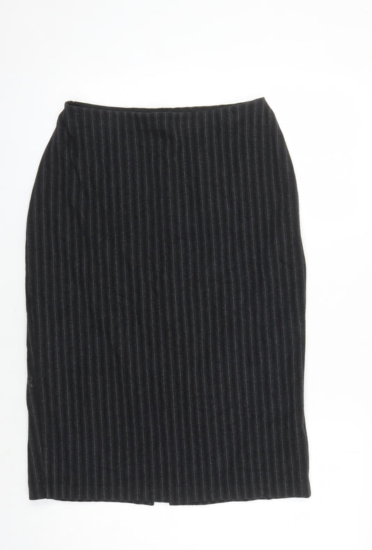 Marks & Spencer Women's Black Striped Pencil Skirt, Size 14