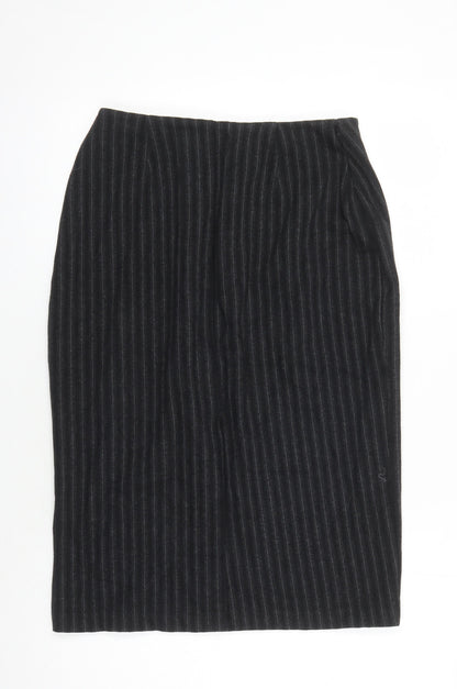 Marks & Spencer Women's Black Striped Pencil Skirt, Size 14
