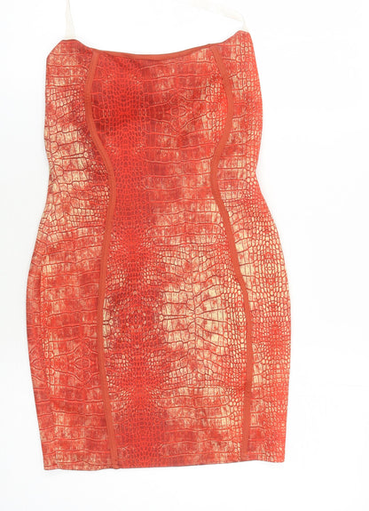 PrettyLittleThing Women's Red Bodycon Dress Size 8