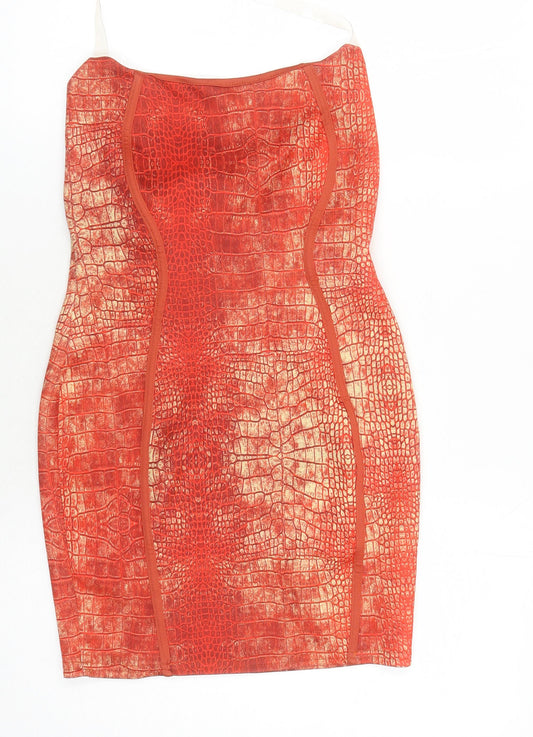 PrettyLittleThing Women's Red Bodycon Dress Size 8