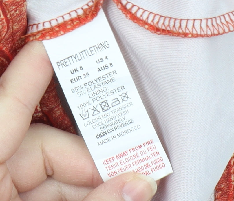 PrettyLittleThing Women's Red Bodycon Dress Size 8