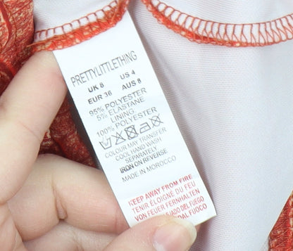 PrettyLittleThing Women's Red Bodycon Dress Size 8