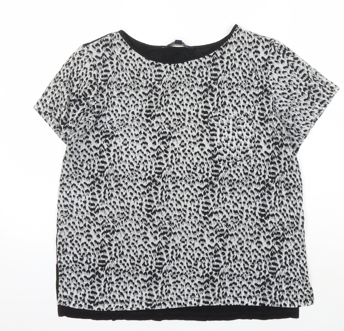 French Connection Women's Black Animal Print T-Shirt M