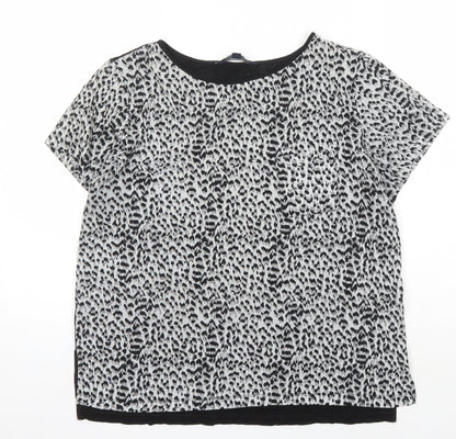 French Connection Women's Black Animal Print T-Shirt M