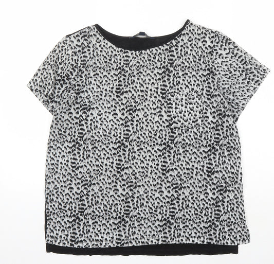 French Connection Women's Black Animal Print T-Shirt M
