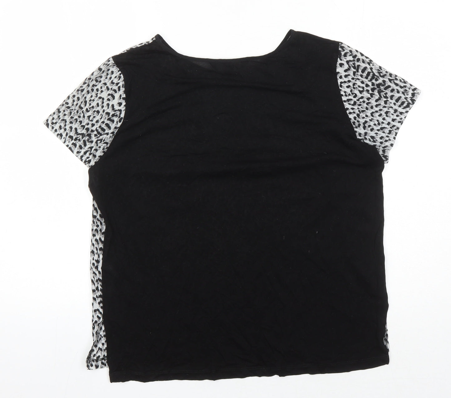 French Connection Women's Black Animal Print T-Shirt M