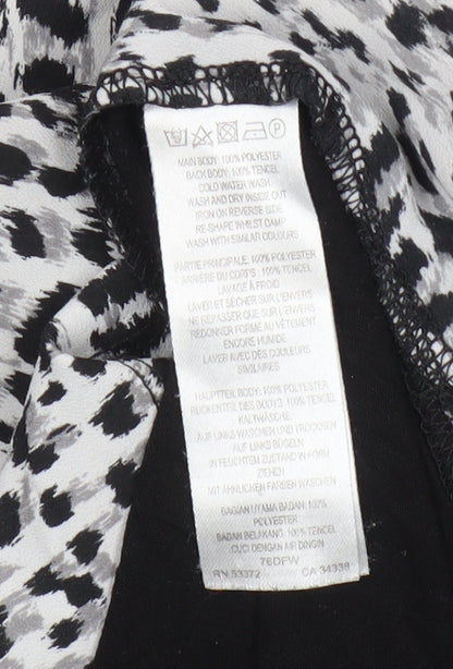 French Connection Women's Black Animal Print T-Shirt M