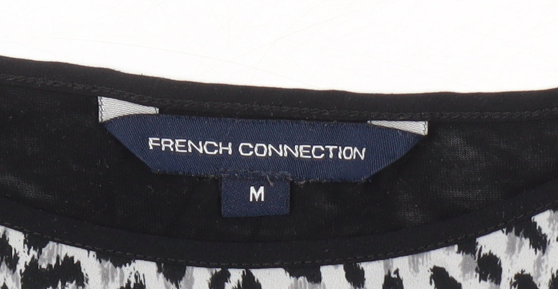 French Connection Women's Black Animal Print T-Shirt M
