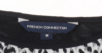 French Connection Women's Black Animal Print T-Shirt M