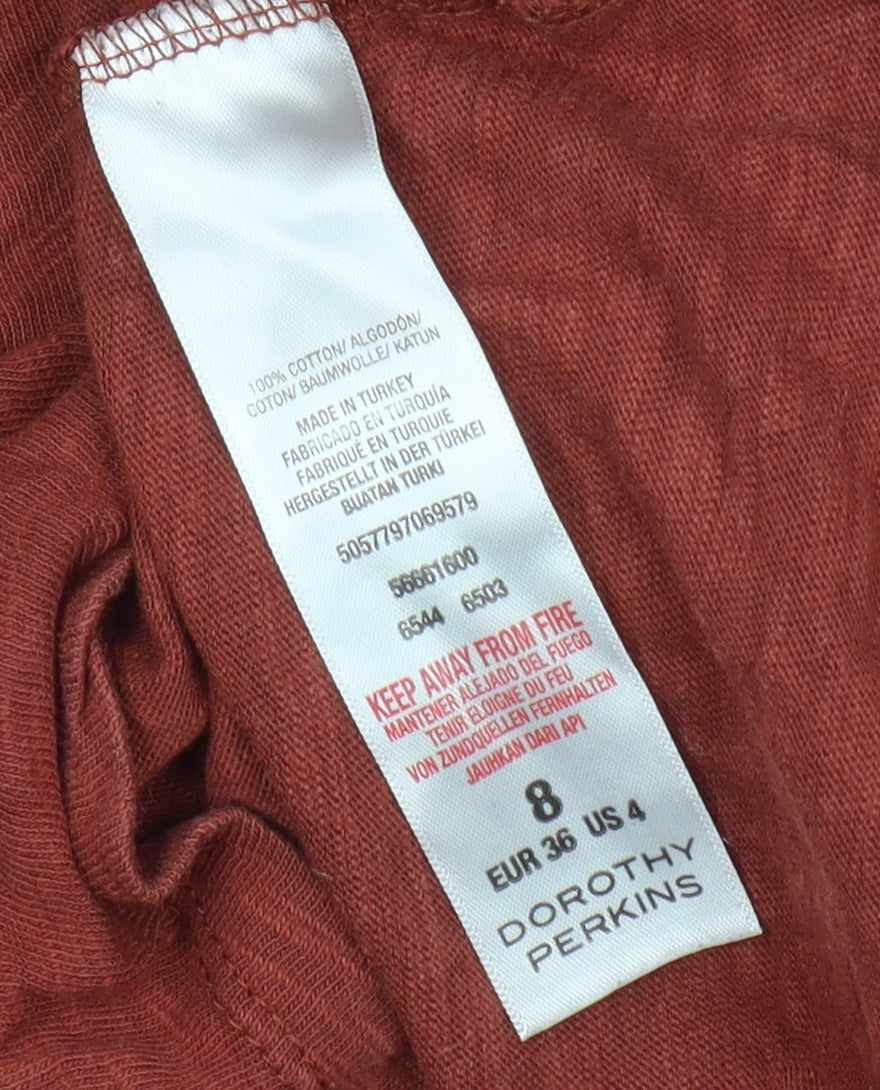 Womens UK Size 8 Dorothy Perkins Red Basic T-Shirt