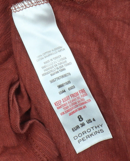 Womens UK Size 8 Dorothy Perkins Red Basic T-Shirt