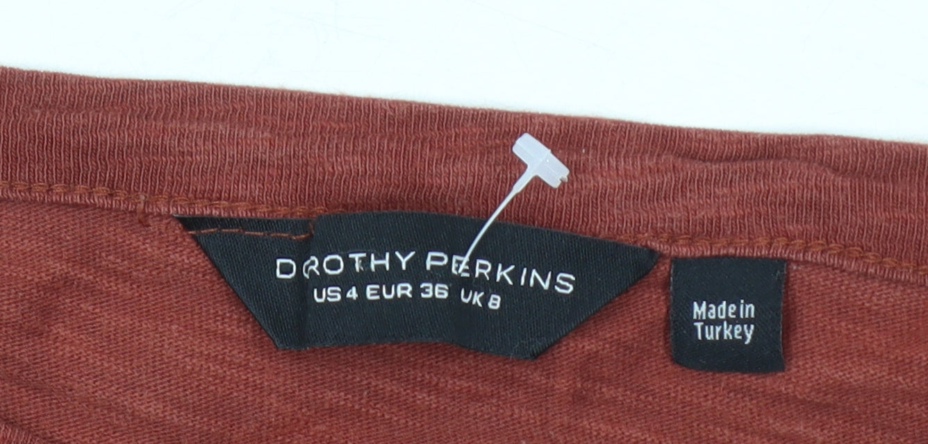 Womens UK Size 8 Dorothy Perkins Red Basic T-Shirt
