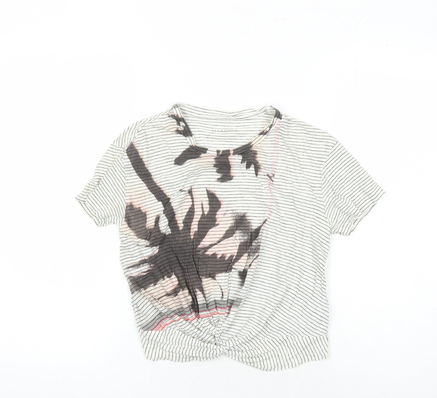 AllSaints Women's White Striped T-Shirt - Size S