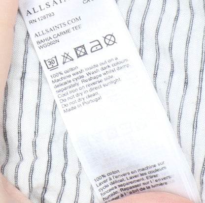 AllSaints Women's White Striped T-Shirt - Size S