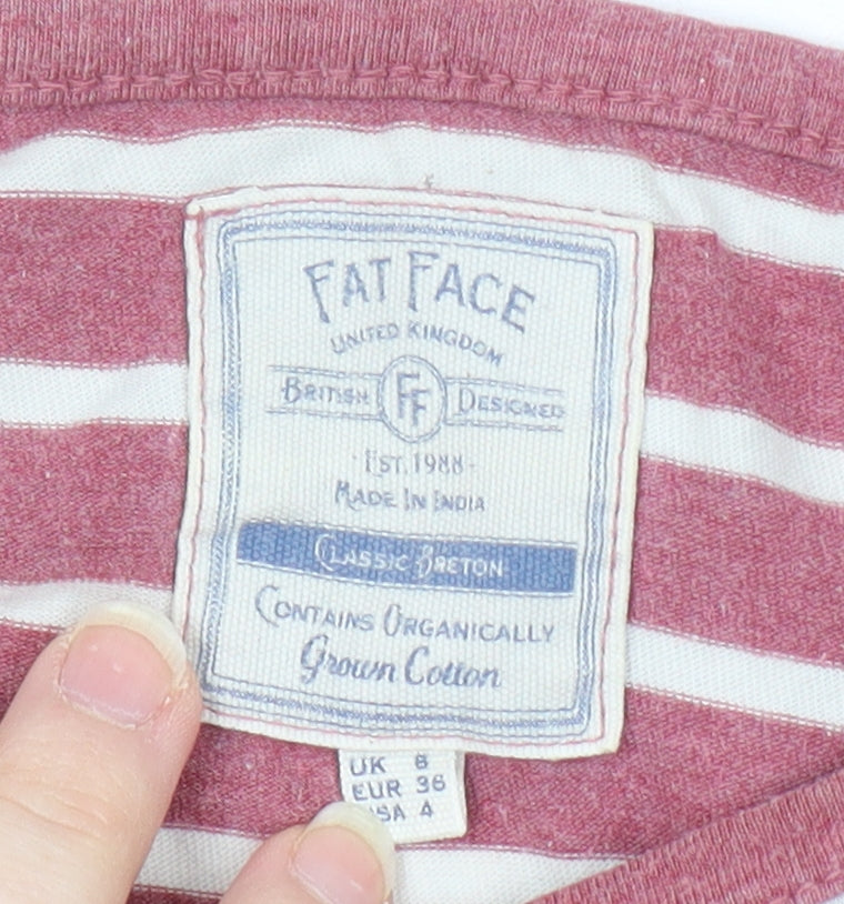 Womens UK Size 8 Fat Face Red Basic T-Shirt