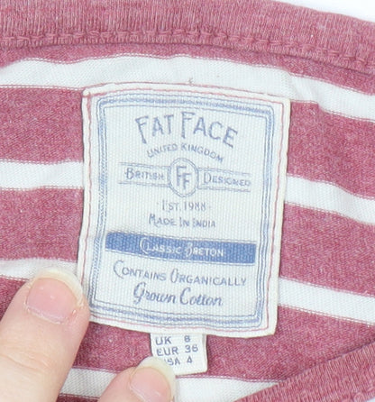 Womens UK Size 8 Fat Face Red Basic T-Shirt