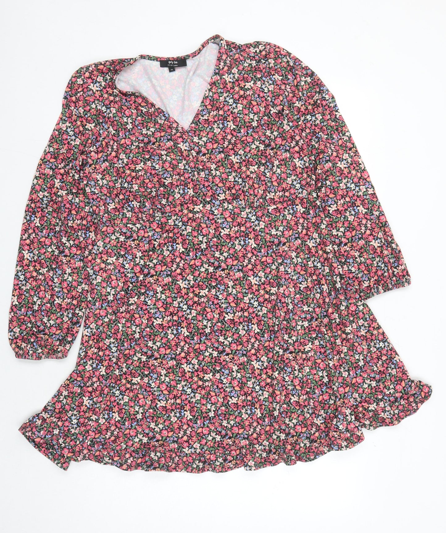 Simply Be Women's Multicoloured 3/4 Sleeve Wrap Dress