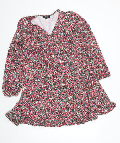 Simply Be Women's Multicoloured 3/4 Sleeve Wrap Dress