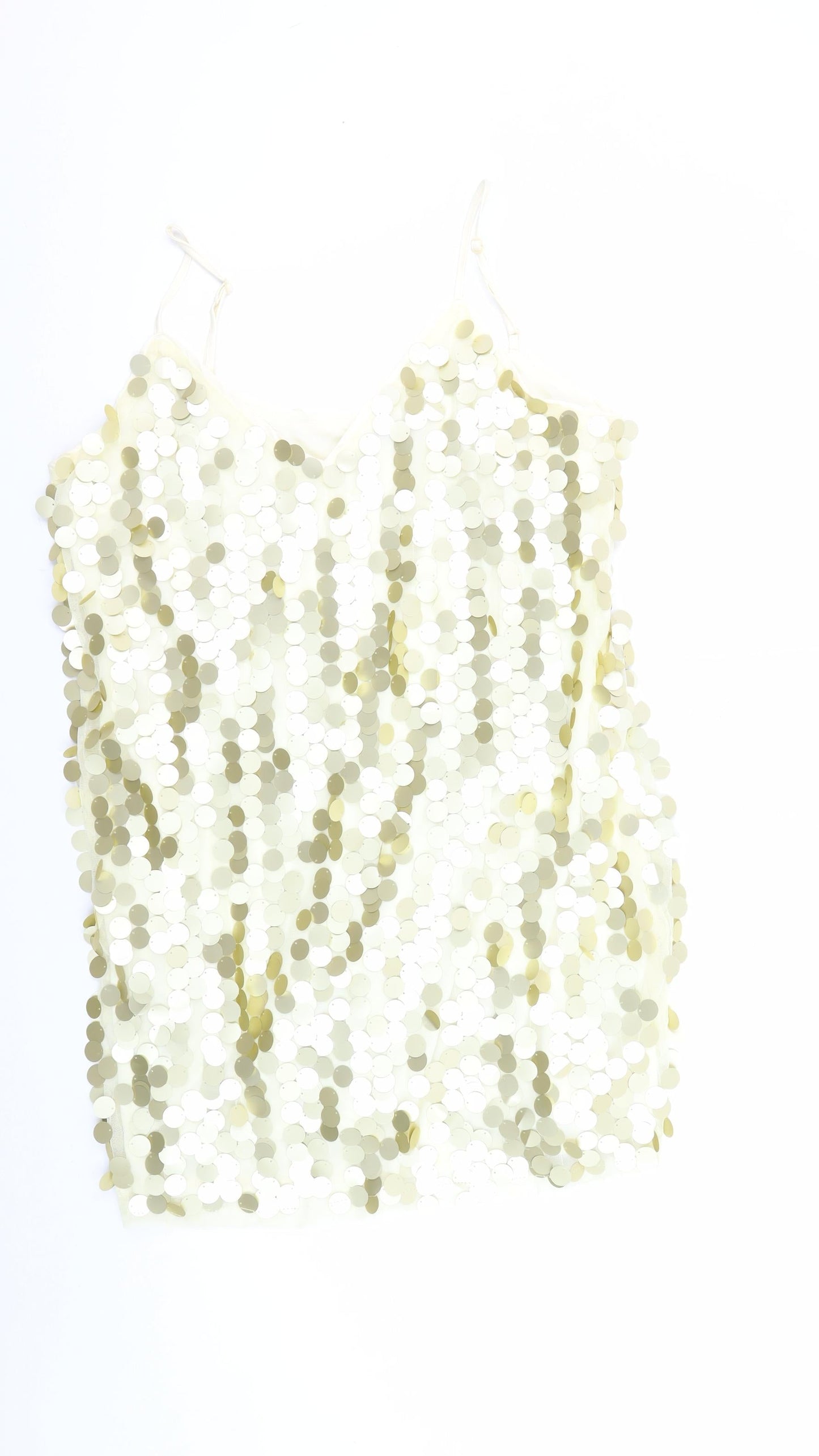 Boohoo Women's Ivory Sequin Slip Dress - UK 14