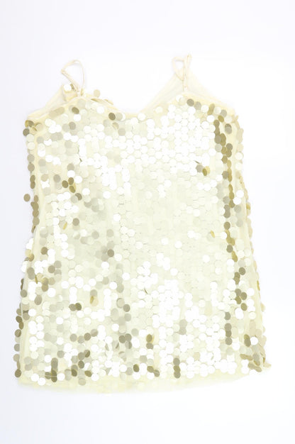 Boohoo Women's Ivory Sequin Slip Dress - UK 14