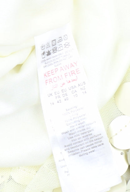 Boohoo Women's Ivory Sequin Slip Dress - UK 14