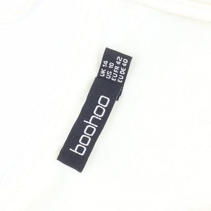 Boohoo Women's Ivory Sequin Slip Dress - UK 14