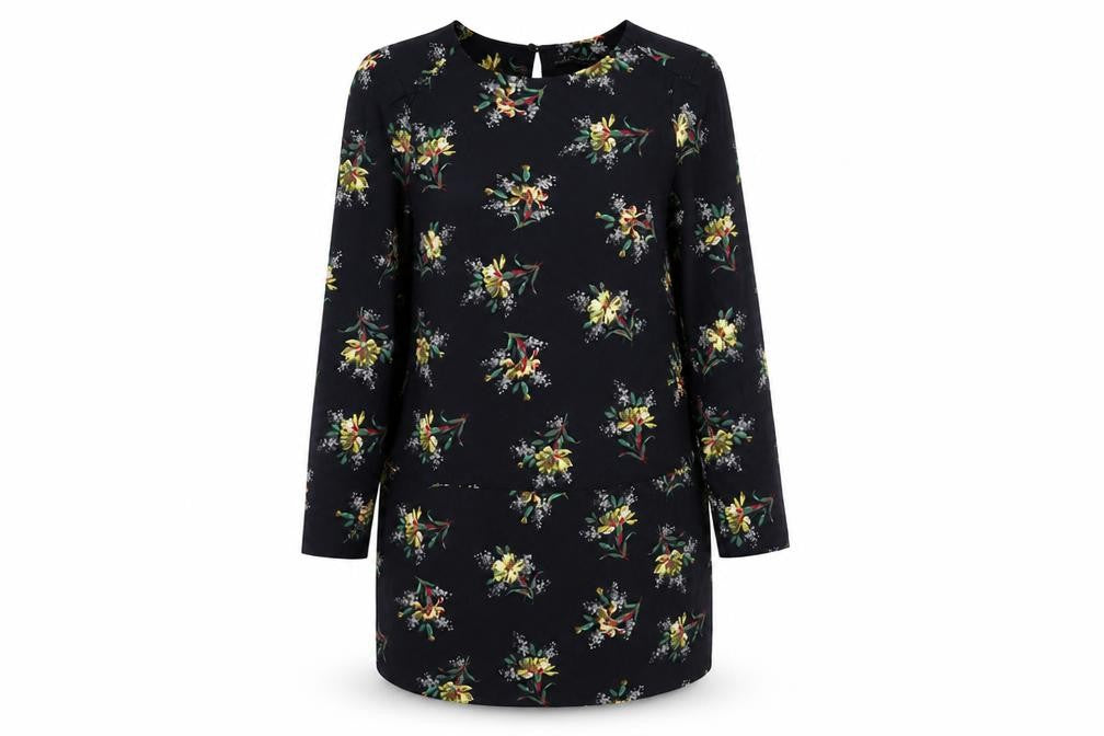 Zara Women's Black Floral Silk Shift Dress Size S