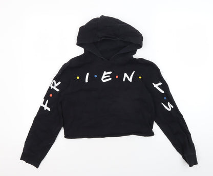 M&Co Girls Black Friends Pullover Hoodie 12 Years