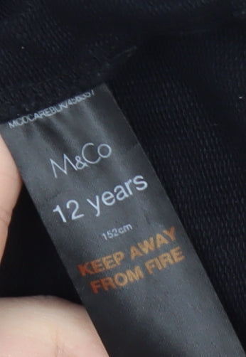M&Co Girls Black Friends Pullover Hoodie 12 Years