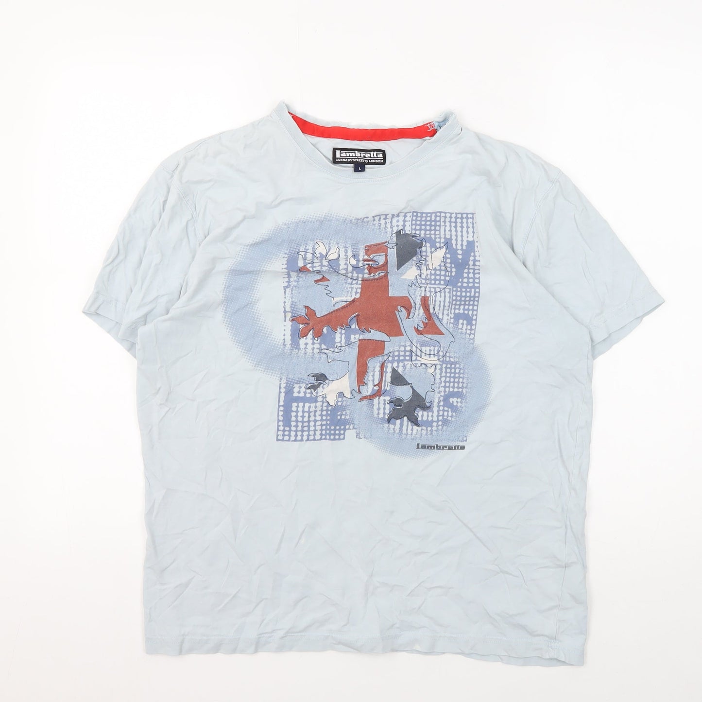 Lambretta Men's Blue Graphic Print T-Shirt L