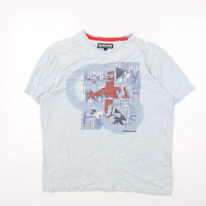 Lambretta Men's Blue Graphic Print T-Shirt L