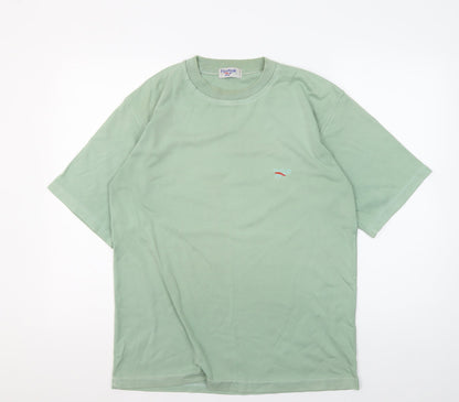 Reebok Men's Green Cotton T-Shirt, Size L, Crew Neck