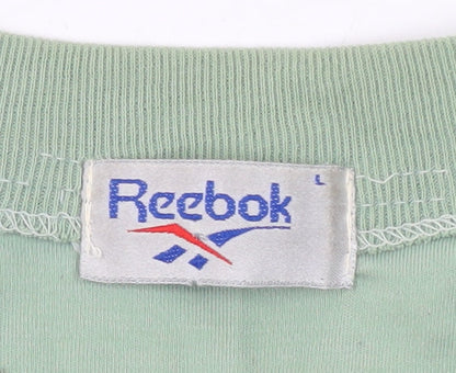 Reebok Men's Green Cotton T-Shirt, Size L, Crew Neck