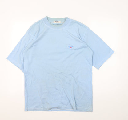 Reebok Men's Blue T-Shirt, Size L, Crew Neck, Cotton