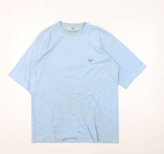 Reebok Men's Blue T-Shirt, Size L, Crew Neck, Cotton