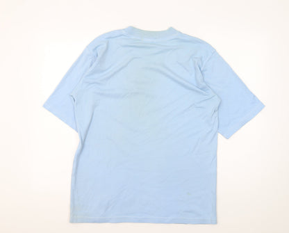 Reebok Men's Blue T-Shirt, Size L, Crew Neck, Cotton