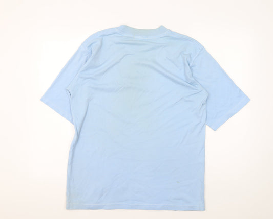 Reebok Men's Blue T-Shirt, Size L, Crew Neck, Cotton