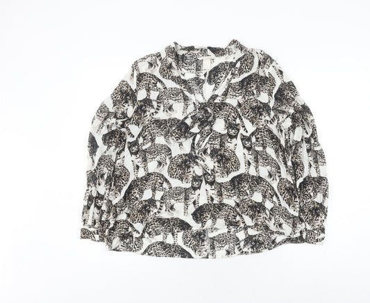 H&M Women's Animal Print Blouse, Size 14