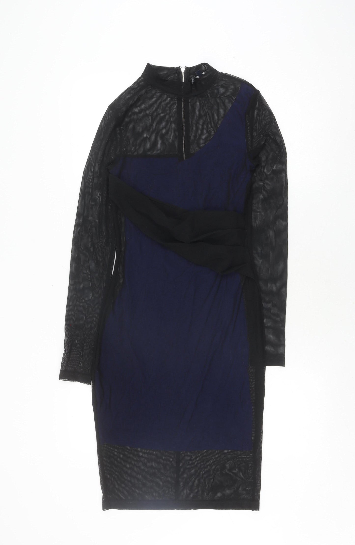 French Connection Women's Blue UK 8 Mesh Overlay Dress