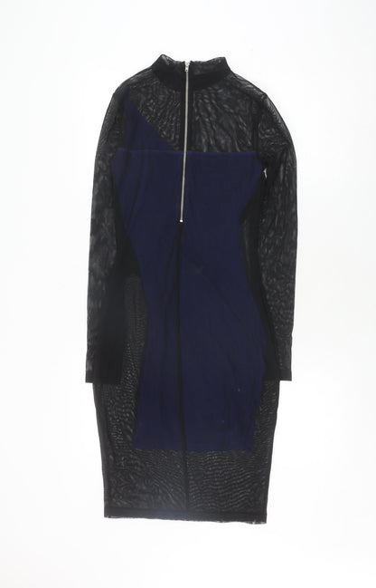French Connection Women's Blue UK 8 Mesh Overlay Dress